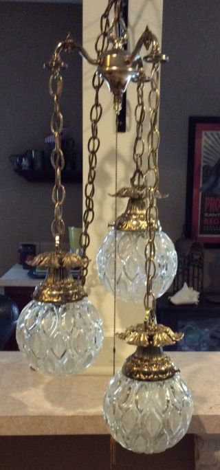Mid Century Modern Hollywood Regency Swag Lamp With Three 3 Lights Lamps