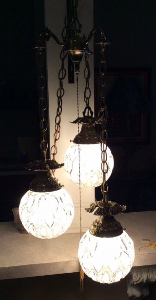 Mid Century Modern Hollywood Regency Swag Lamp With Three 3 Lights Lamps 4