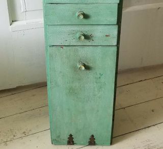 Old Folk Art Spice Chest Hand Made from Wooden Cream Cheese Boxes.  Green Paint 10