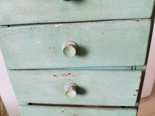 Old Folk Art Spice Chest Hand Made from Wooden Cream Cheese Boxes.  Green Paint 7