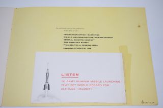 LAUNCHING OF BUMPER V 45 RECORD & Guided Missiles Booklet US Army 1949 MRR 322 6