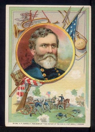 1893 Civil War Gen George Thomas Trade Card Chicago Magnetic Shield Belt Battery