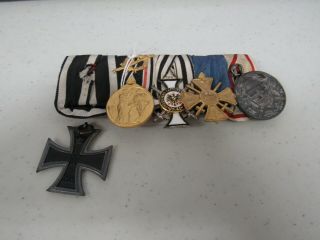 Wwi German Medal Bar Ek Ii,  Honor Medal,  Comm War Cross,  Regi Mem Cross,  Aus Ser