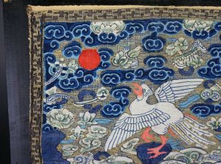 2 x Antique Chinese Silk Embroidery Textile Civilian Rank Badge Pheasant 19th C 3