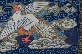 2 x Antique Chinese Silk Embroidery Textile Civilian Rank Badge Pheasant 19th C 6