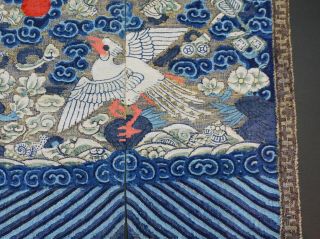 2 x Antique Chinese Silk Embroidery Textile Civilian Rank Badge Pheasant 19th C 8