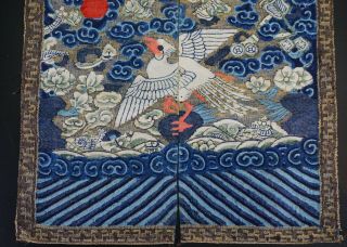 2 x Antique Chinese Silk Embroidery Textile Civilian Rank Badge Pheasant 19th C 9