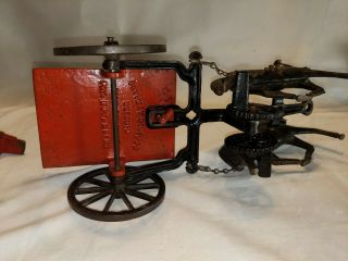 Vintage 1890 Carpenter Toy Cast Iron Two Horse Dump Cart 11