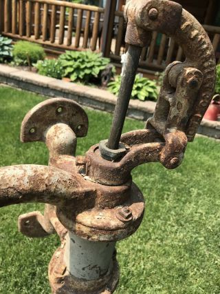 Antique Vintage Cast Iron Water Hand Pump Farm House Garden Decor C J HARTLEY CO 7