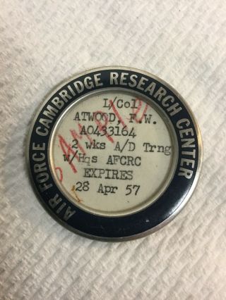 VTG Employee Badge Air Force Cambridge Research Center Anderson & Sons Westfield 3