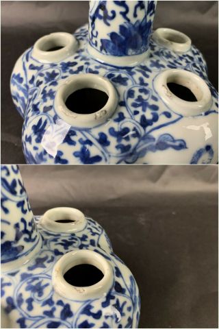 18th/19th C.  Chinese Blue and White Conjoined Six - Mouthed Vase 11
