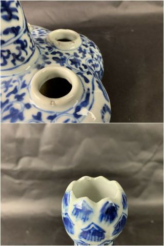 18th/19th C.  Chinese Blue and White Conjoined Six - Mouthed Vase 12