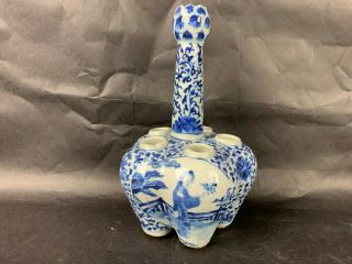 18th/19th C.  Chinese Blue And White Conjoined Six - Mouthed Vase