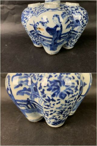 18th/19th C.  Chinese Blue and White Conjoined Six - Mouthed Vase 6