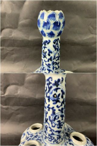 18th/19th C.  Chinese Blue and White Conjoined Six - Mouthed Vase 8