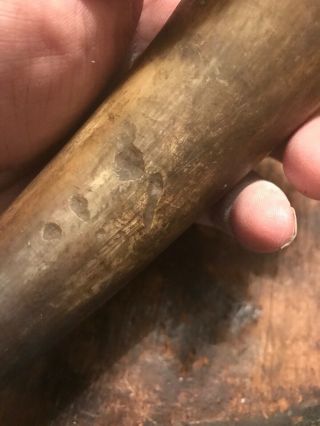 18th Century Rev War Carved Tip Powder Horn 10 Inches Carved Butt Cap 1780 3
