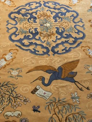 Auth: 30 ' s Antique East Turkestan Chinese Rug MYSTICAL ART Golden 10x13 NR 3