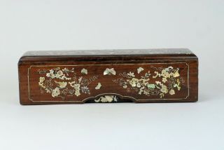 An Antique Chinese Mother Of Pearl Inlay Opium Box Casket 19th Century