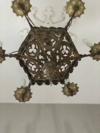 Antique 6 Light Chandelier Gothic Church 12