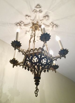 Antique 6 Light Chandelier Gothic Church 4