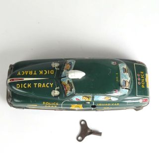 Dick Tracy squad car tin litho wind up F A Synd Marx vtg toy 11