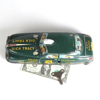 Dick Tracy squad car tin litho wind up F A Synd Marx vtg toy 12