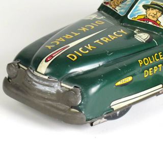 Dick Tracy squad car tin litho wind up F A Synd Marx vtg toy 9