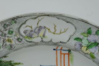A Very Fine Antique Chinese Porcelain Canton Famille Verte Mauve Dish 19th c. 6