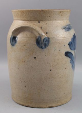 Antique Pennsylvania Folk Art,  Cowen & Wilcox Stoneware Crock,  Blue Slip Flower 5