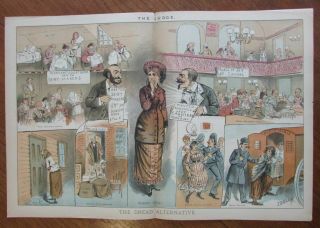Woman Sexist Gender Roles Stereotypes 1882 Color Lithograph Print