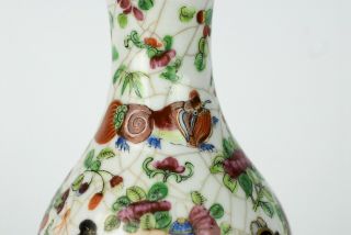 A Rare Antique 19thC Chinese Porcelain Canton Famille Rose Crackleware Vase. 5