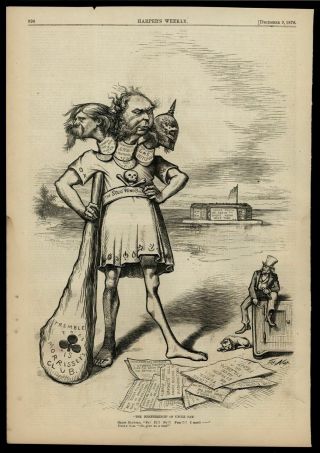 European Irish Racism 1876 Uncle Sam Political Cartoon Th Nast Art Harper Print