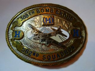 Vtg Bill Dugger Signed Belt Buckle Wwll Military 388th Bomb Group 562nd Squadron