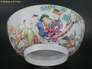 Vlarge Antique Chinese Porcelain Famille Rose Mandarin Punch Bowl Qianlong 18thc