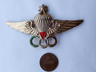 Jordan army parachute paratrooper instructor emblem badge insignia pin vintage 4