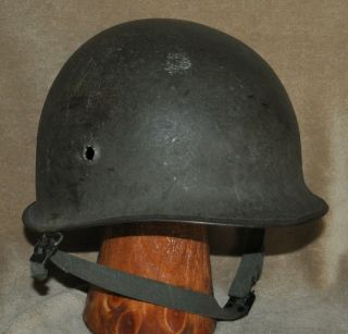 Front Seam / Swivel Bale U.  S.  M1 Helmet Shell Bullet Damage