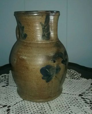 M.  T.  Miller Newport PA Attributed 2 Gallon Decorated Stoneware Pitcher 2
