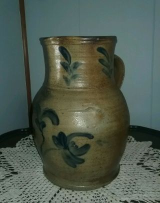 M.  T.  Miller Newport PA Attributed 2 Gallon Decorated Stoneware Pitcher 3