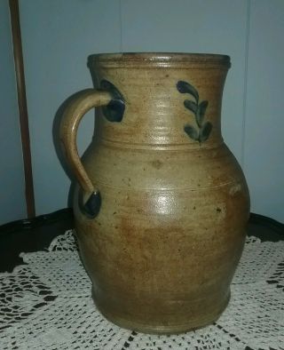 M.  T.  Miller Newport PA Attributed 2 Gallon Decorated Stoneware Pitcher 5