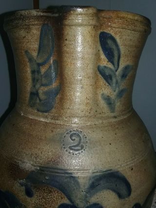 M.  T.  Miller Newport PA Attributed 2 Gallon Decorated Stoneware Pitcher 7