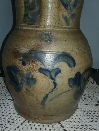 M.  T.  Miller Newport PA Attributed 2 Gallon Decorated Stoneware Pitcher 8