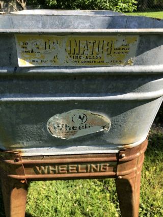 Vintage Wheeling Galvanized Metal Wash Tub Base - Western NY - BASE ONLY 10