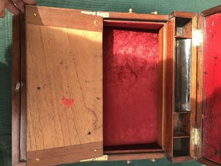 Walnut Lap Desk Civil War Era Signed 1860s Writing Instrument Wood Wooden Box 12