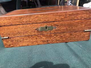 Walnut Lap Desk Civil War Era Signed 1860s Writing Instrument Wood Wooden Box