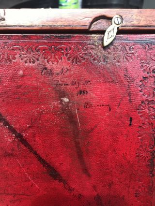 Walnut Lap Desk Civil War Era Signed 1860s Writing Instrument Wood Wooden Box 3