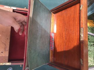 Walnut Lap Desk Civil War Era Signed 1860s Writing Instrument Wood Wooden Box 5