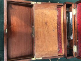 Walnut Lap Desk Civil War Era Signed 1860s Writing Instrument Wood Wooden Box 6