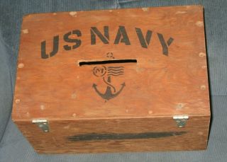 Rare Vintage Antique United State Us Navy Military Wooden Ballot Suggestion Box