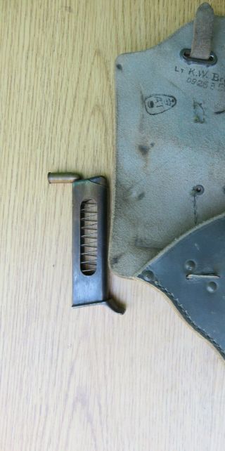 1958 Army Leather Pistol Holster & Metal 32 Calibur Clip 4