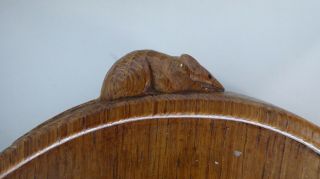 OLD WOODEN OAK CARVED MOUSE KIDNEY SHAPED TRAY MOUSEMAN ARTS & CRAFTS CARVING 4